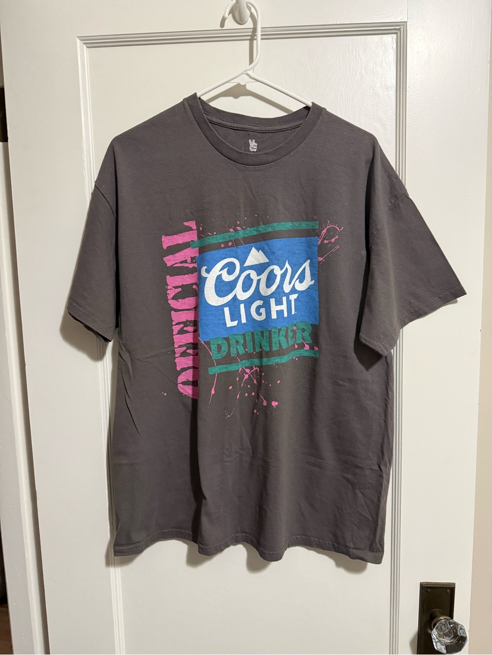 Oversized Junk Food Clothing Grey Tee with Coors Light Print